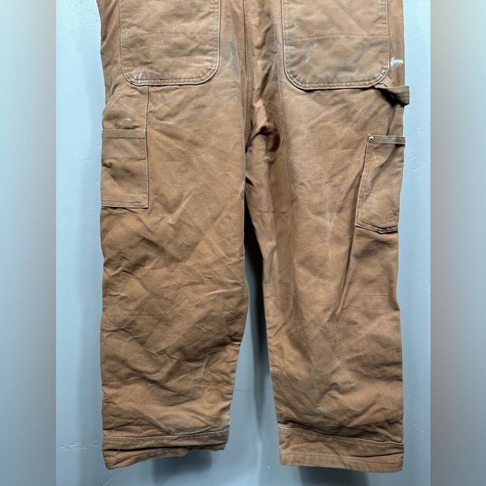 VINTAGE CARHARTT MEN'S BIB OVERALL RELAXED FIT DUCK BROWN 38x30 - Picture 5 of 7